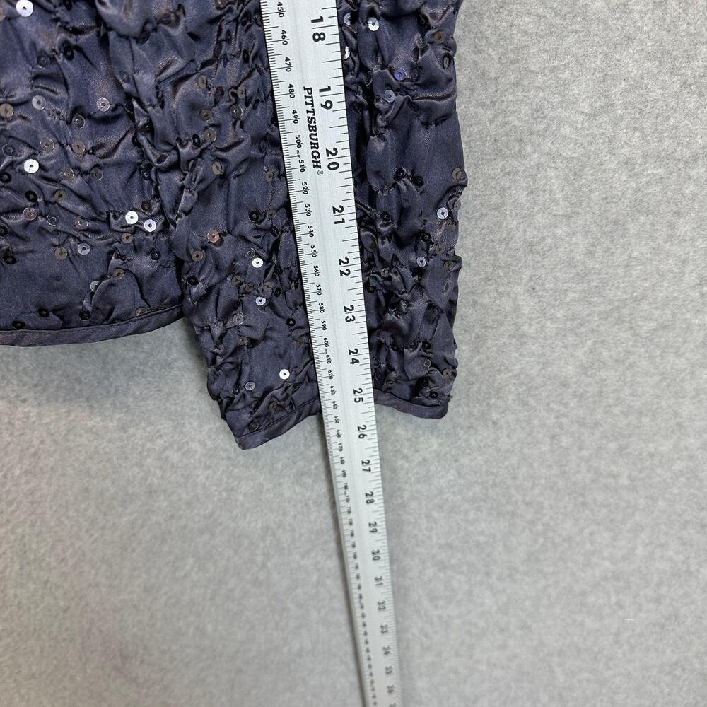 Adressing Jacket Womens Large Gunmetal Gray Sequin Crinkle Embellished Full Zip - Picture 14 of 14